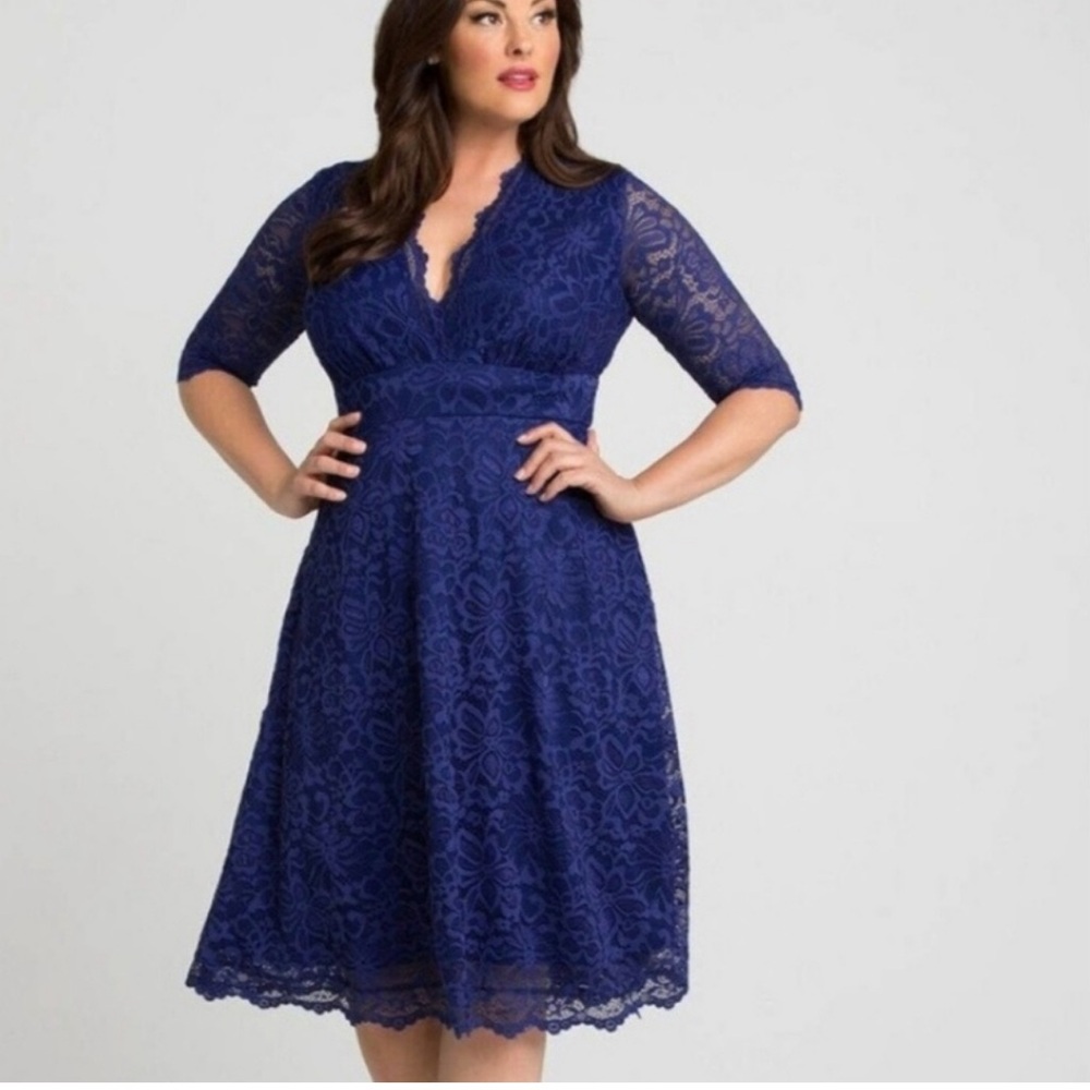 Kiyonna Mademoiselle Lace Dress Sapphire Blue